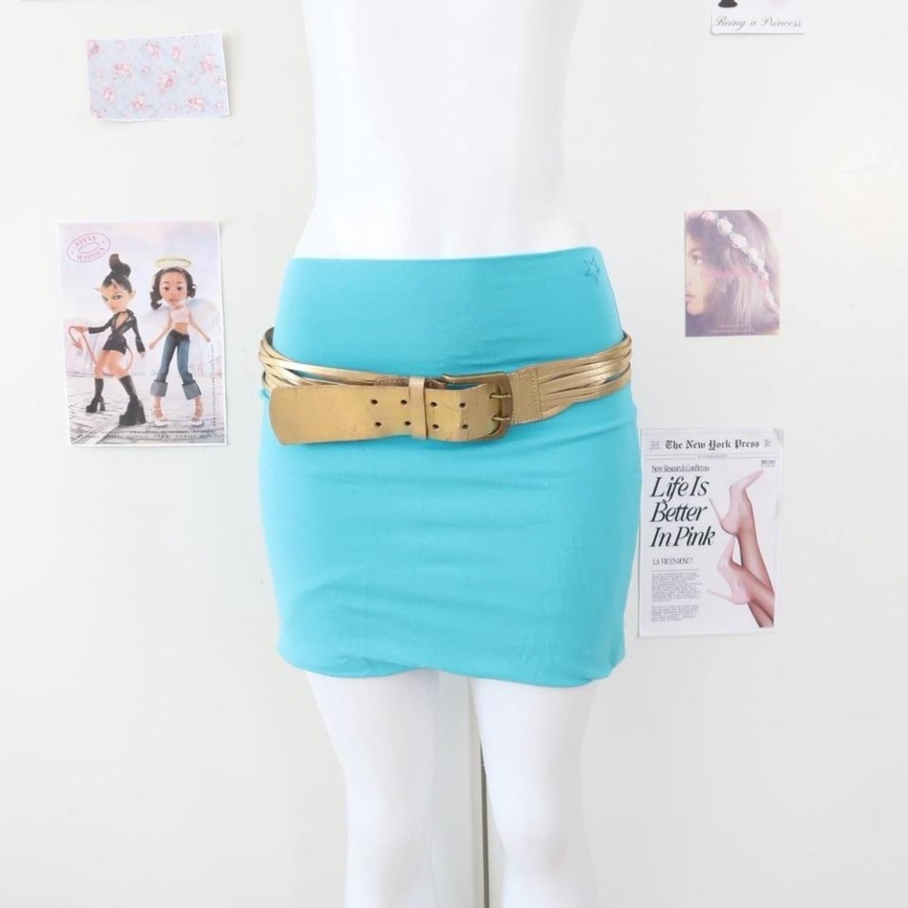 Garage Vintage Turquoise Bodycon Mini Skirt – Indie Sleaze Y2K - Picture 2 of 3